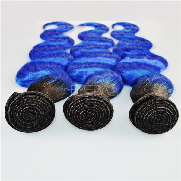 2“ natural color 14” blue two tone human hair weft LJ176